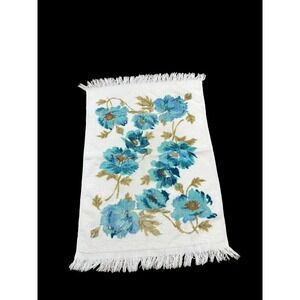 Vintage Fairfax turquoise floral hand towel